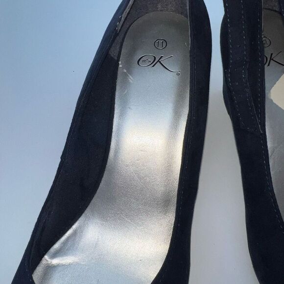 It’s OK Ankle Strap Deep Navy Blue Suede Wedge Heel Shoes‎ - Picture 10 of 10